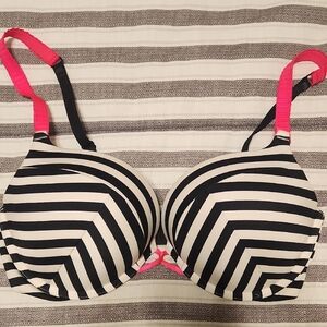 Victoria's Secret Black and White Striped Bombshell Push Up Bra